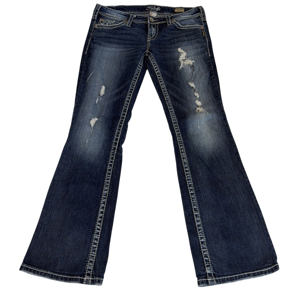Silver Berkley Surplus Bootcut Jeans Women's 33x30 Blue Stretch Denim Low Rise